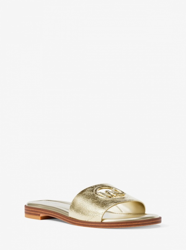 Carissa Crackled Metallic Slide Sandal