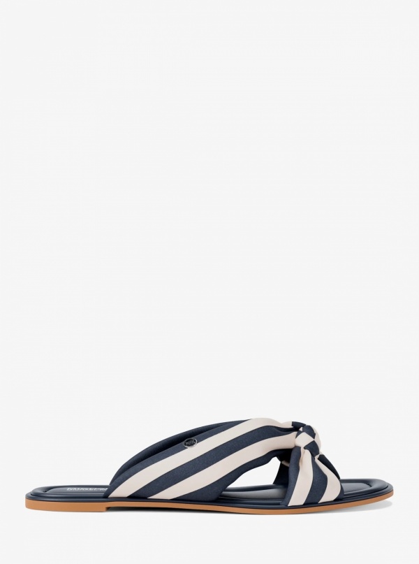Elena Striped Linen Blend Slide Sandal