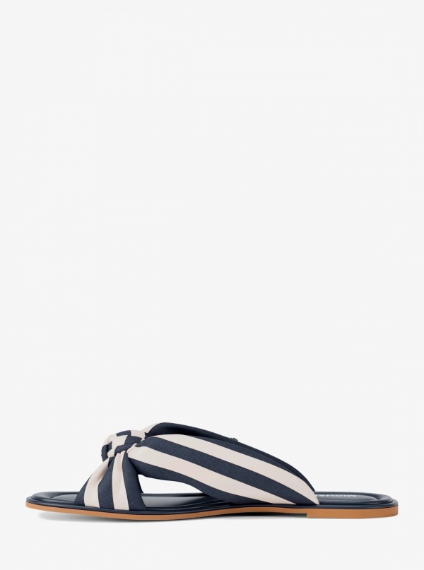 Elena Striped Linen Blend Slide Sandal