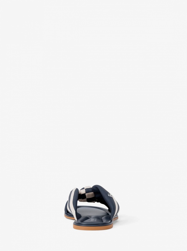 Elena Striped Linen Blend Slide Sandal