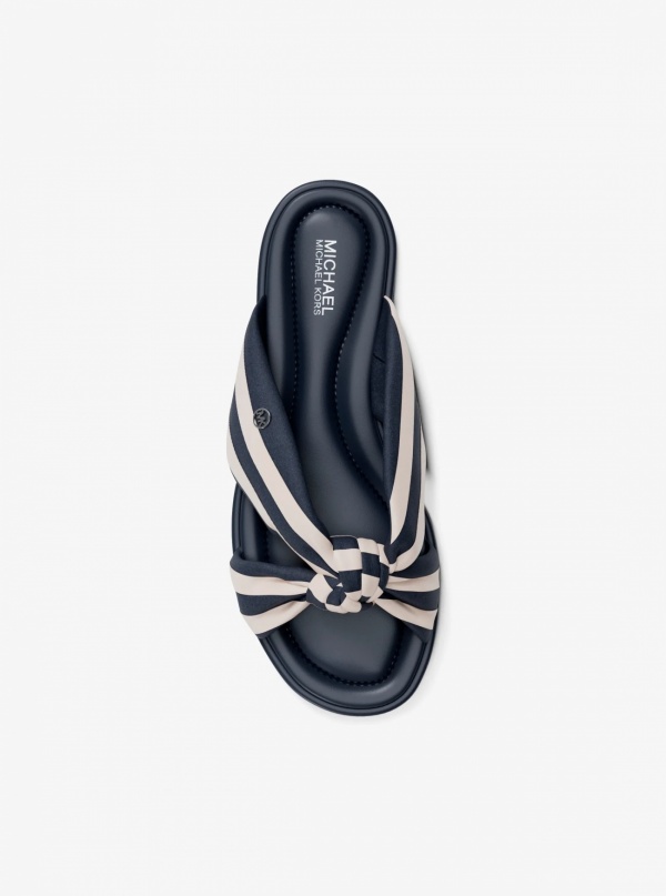 Elena Striped Linen Blend Slide Sandal