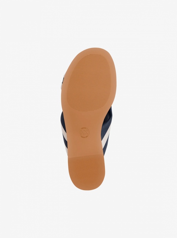 Elena Striped Linen Blend Slide Sandal