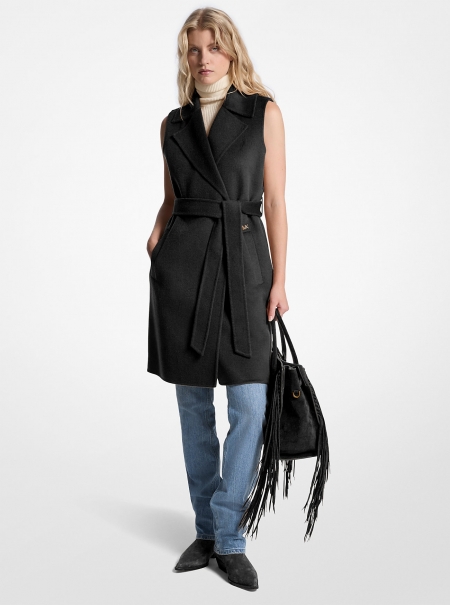 MICHAEL Michael Kors Wool Blend Belted Wrap Vest
