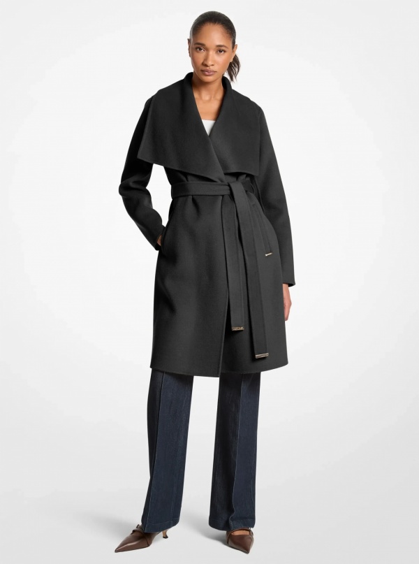 Wool Blend Wrap Coat