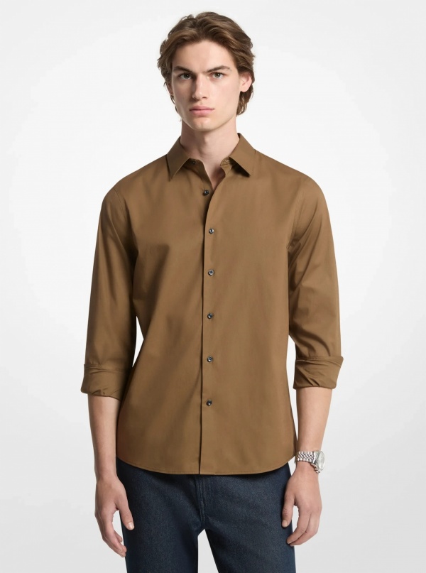 Michael Kors Mens Classic-Fit Cotton Blend Dobby Shirt