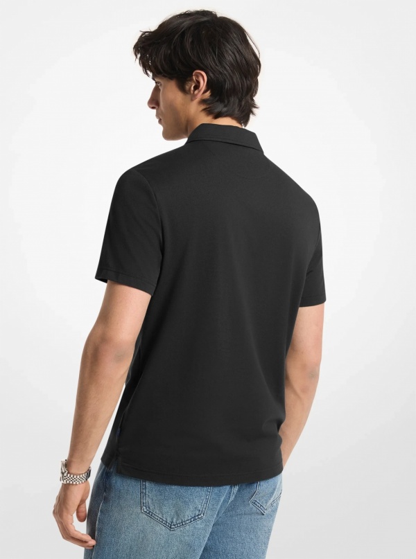 Michael Kors Mens Cotton Blend Piqué Zip-Up Polo Shirt