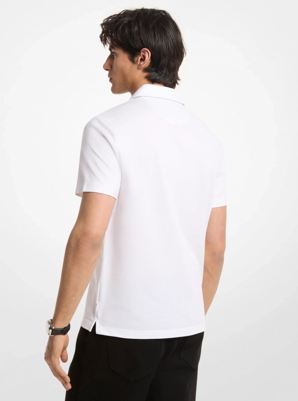 Michael Kors Mens Cotton Blend Piqué Zip-Up Polo Shirt