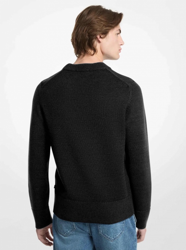 Michael Kors Mens Ribbed Wool Crewneck Sweater