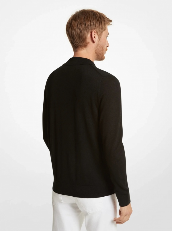 Michael Kors Mens Merino Wool Polo Sweater