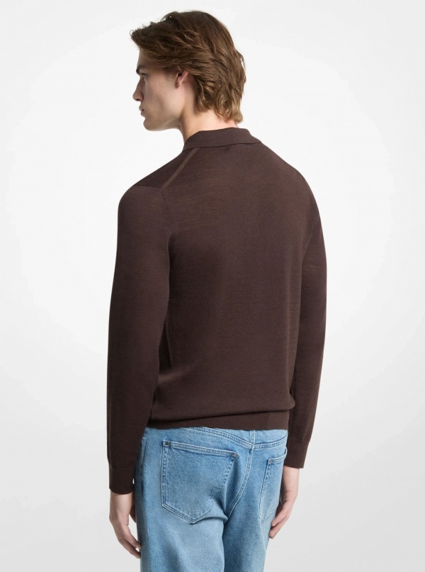 Michael Kors Mens Merino Wool Polo Sweater