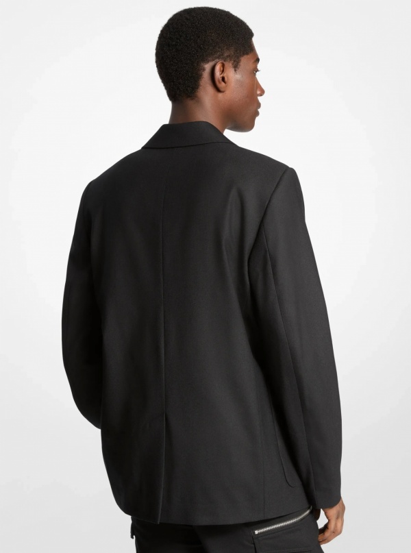 Michael Kors Mens Stretch Wool Flannel Double-Breasted Blazer