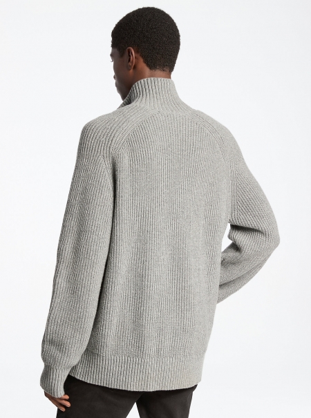 Michael Kors Mens Wool Blend Zip-Up Sweater