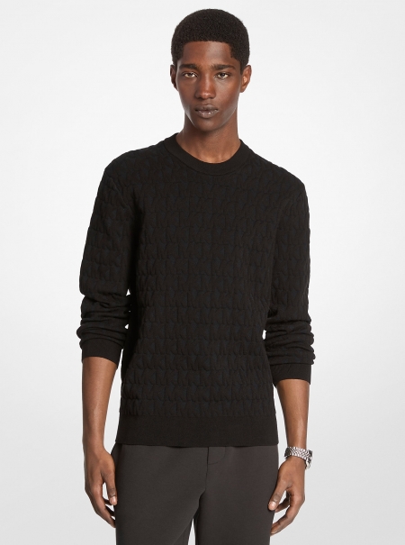 Michael Kors Mens Logo Jacquard Cotton Sweater