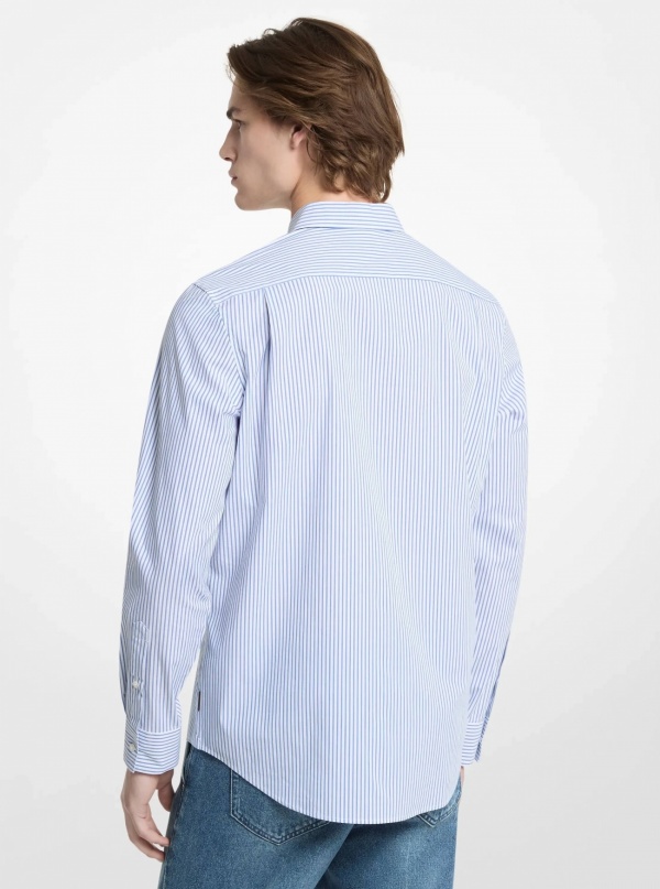 Michael Kors Mens Striped Stretch Cotton Shirt
