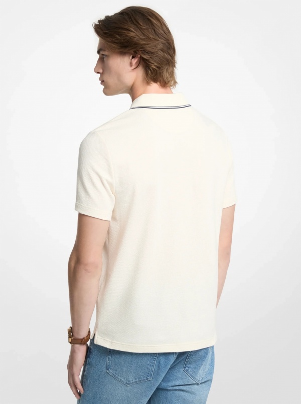 Michael Kors Mens Textured Stretch Cotton Zip-Up Polo Shirt