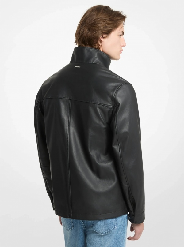Michael Kors Mens Leather Utility Jacket