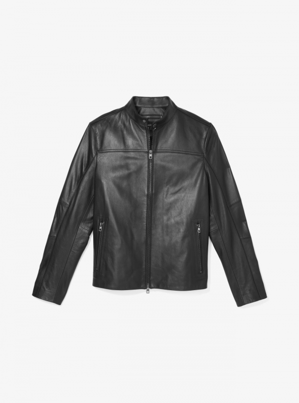 Michael Kors Mens Leather Racer Jacket