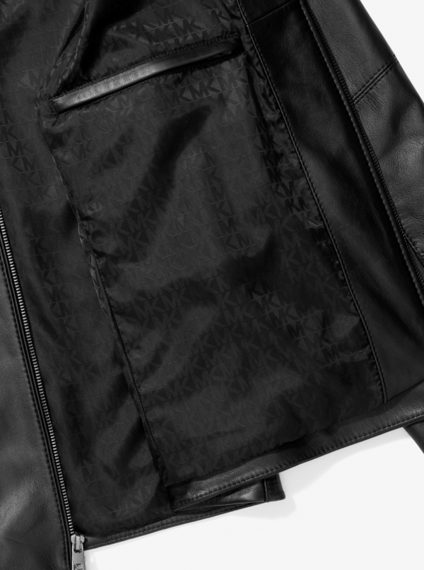 Michael Kors Mens Leather Racer Jacket