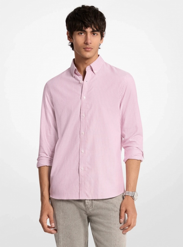 Michael Kors Mens Classic-Fit Striped Cotton Shirt
