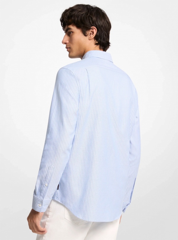 Michael Kors Mens Classic-Fit Striped Cotton Shirt