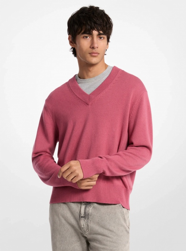 Michael Kors Mens Wool and Cotton Blend Polo Sweater