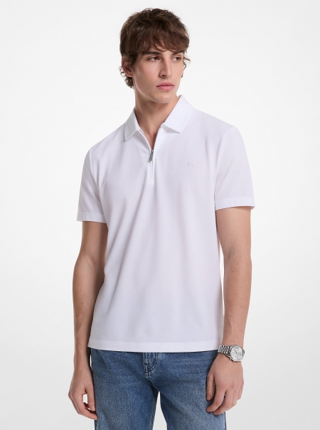 Michael Kors Mens Cotton Blend Piqué Zip-Up Polo Shirt