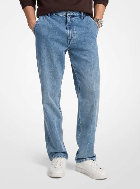 Michael Kors Mens Finn Straight-Leg Stretch Denim Jeans