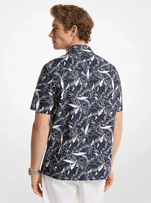 Michael Kors Mens Floral Print Cotton Blend Shirt