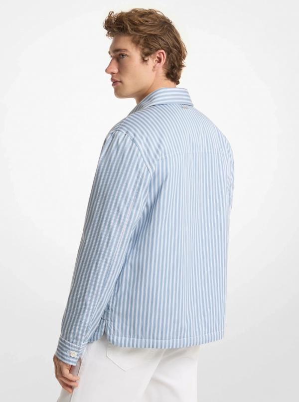 Michael Kors Mens Striped Cotton Poplin Shirt Jacket