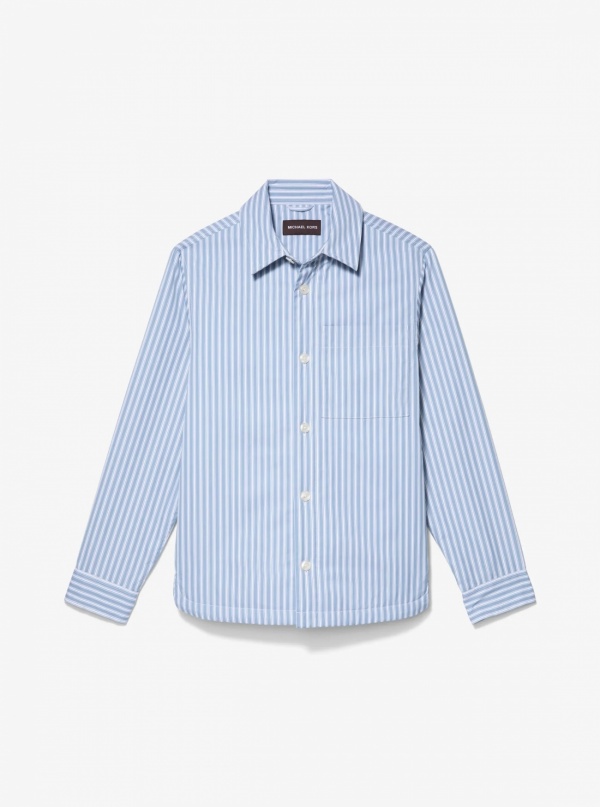 Michael Kors Mens Striped Cotton Poplin Shirt Jacket