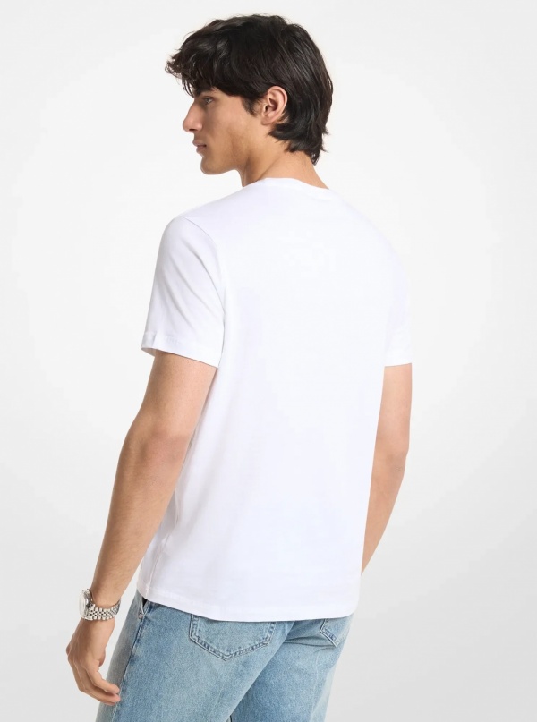 Michael Kors Mens Floral Print Logo Cotton T-Shirt