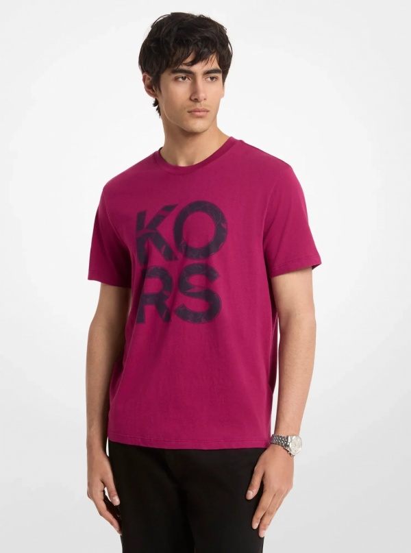 Michael Kors Mens Floral Print Logo Cotton T-Shirt