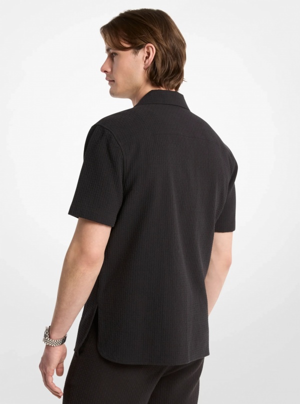 Michael Kors Mens Cotton Waffle Camp Shirt