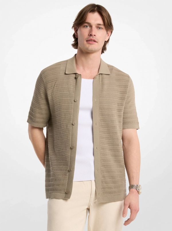 Michael Kors Mens Open-Stitch Cotton Shirt