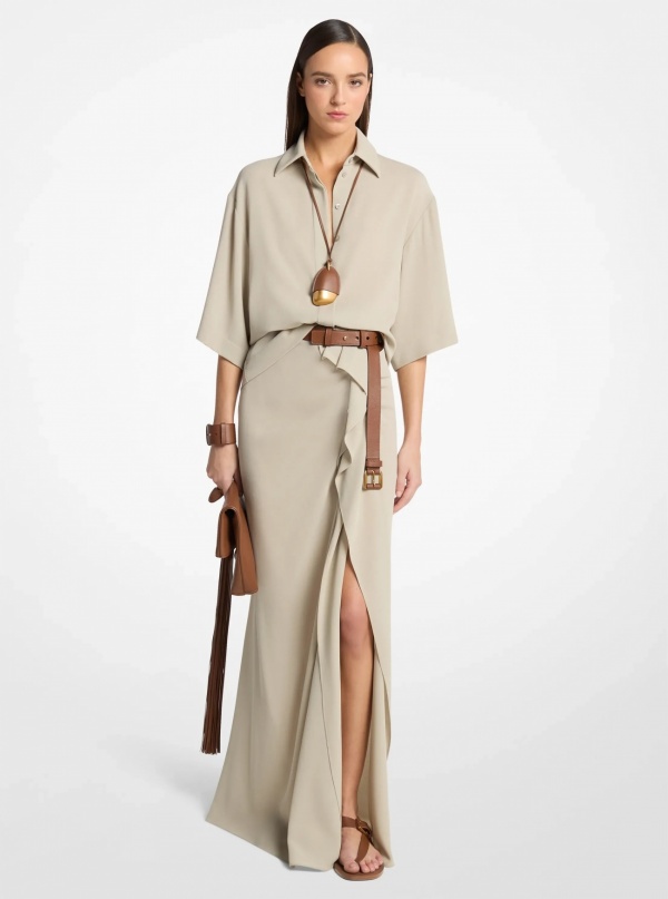 Michael Kors Wool Crepe Pareo Skirt