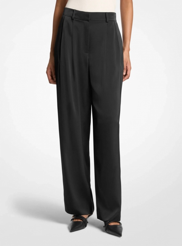 Pleated Satin Pants
