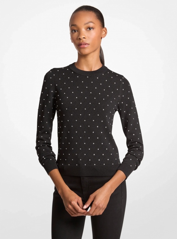 Studded Stretch Viscose Sweater