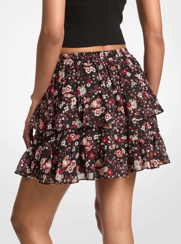 Floral Print Georgette Skirt