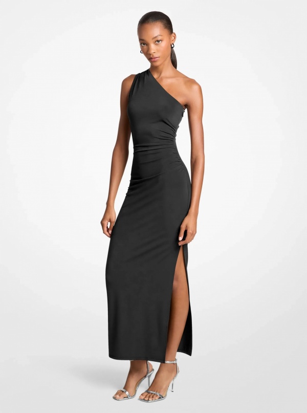 Stretch Matte Jersey One-Shoulder Maxi Dress