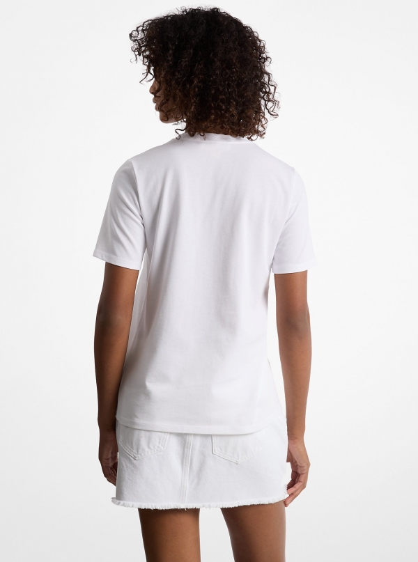 Sequined Logo Cotton T-Shirt