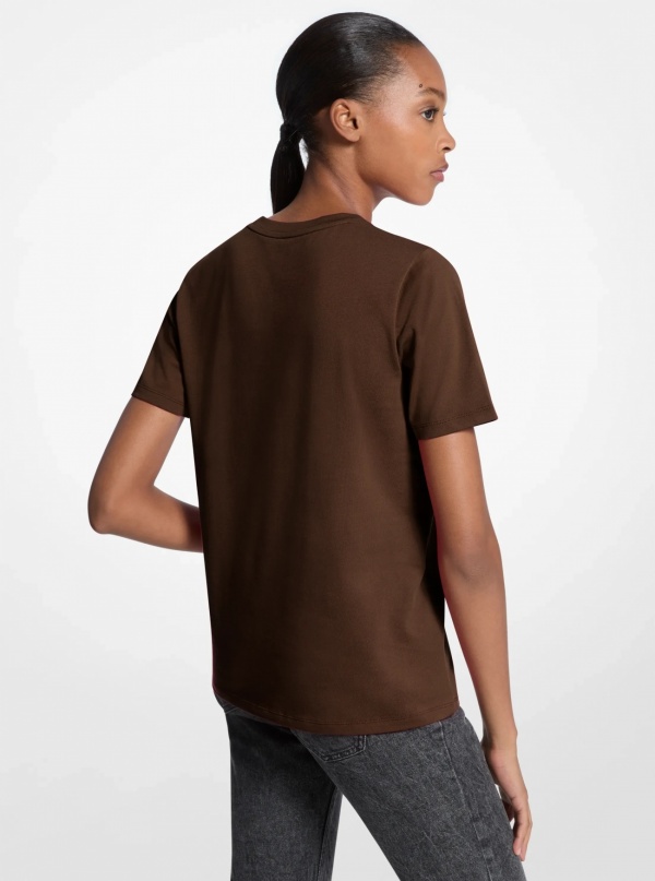 Sequined Logo Cotton T-Shirt