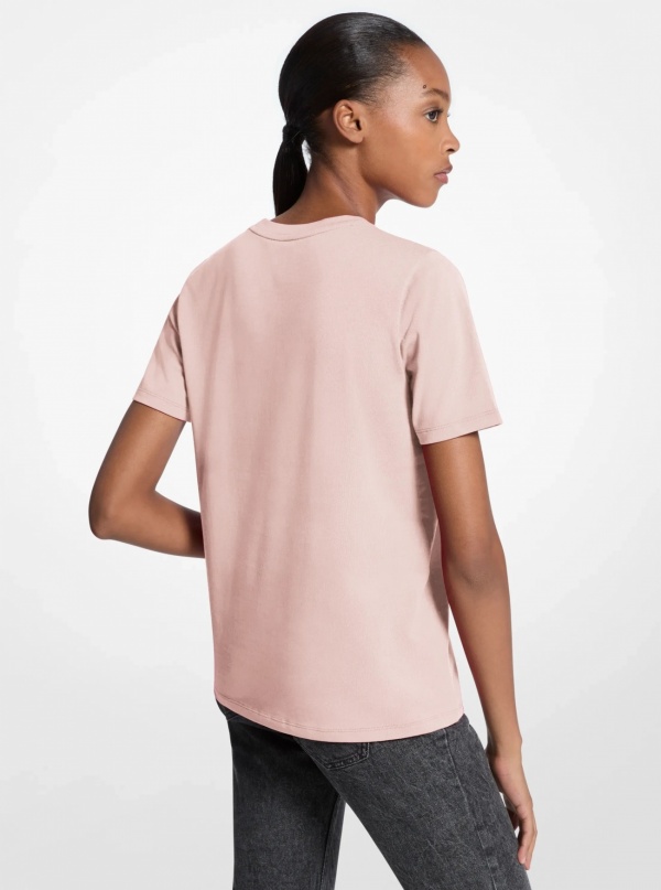 Sequined Logo Cotton T-Shirt