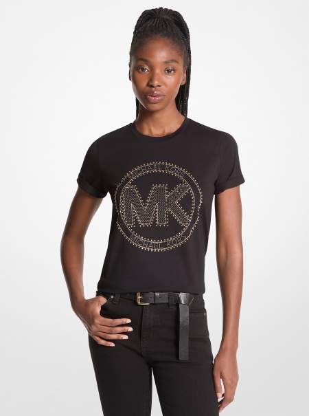MICHAEL Michael Kors Studded Logo Charm Organic Cotton Jersey T-Shirt