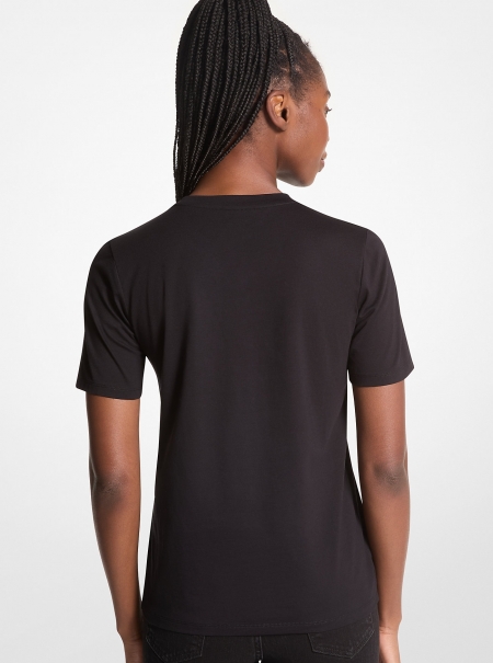 MICHAEL Michael Kors Studded Logo Charm Organic Cotton Jersey T-Shirt