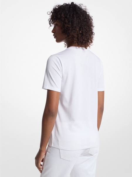 MICHAEL Michael Kors Studded Logo Charm Organic Cotton Jersey T-Shirt