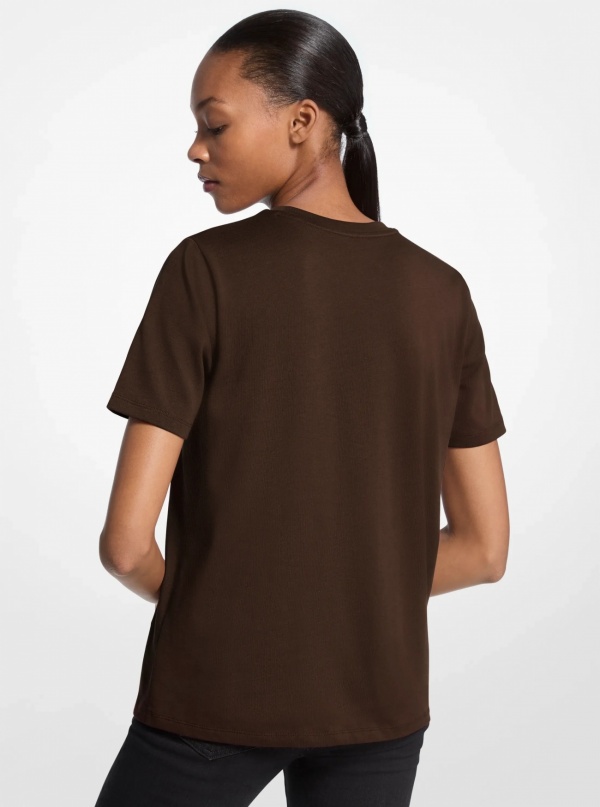 Michael Kors Studded Logo Charm Organic Cotton Jersey T-Shirt
