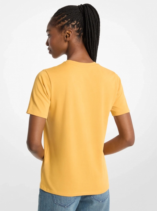 Michael Kors Studded Logo Charm Organic Cotton Jersey T-Shirt