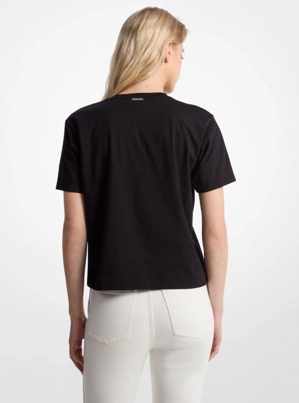 Michael Kors Embellished Logo Organic Cotton T-Shirt