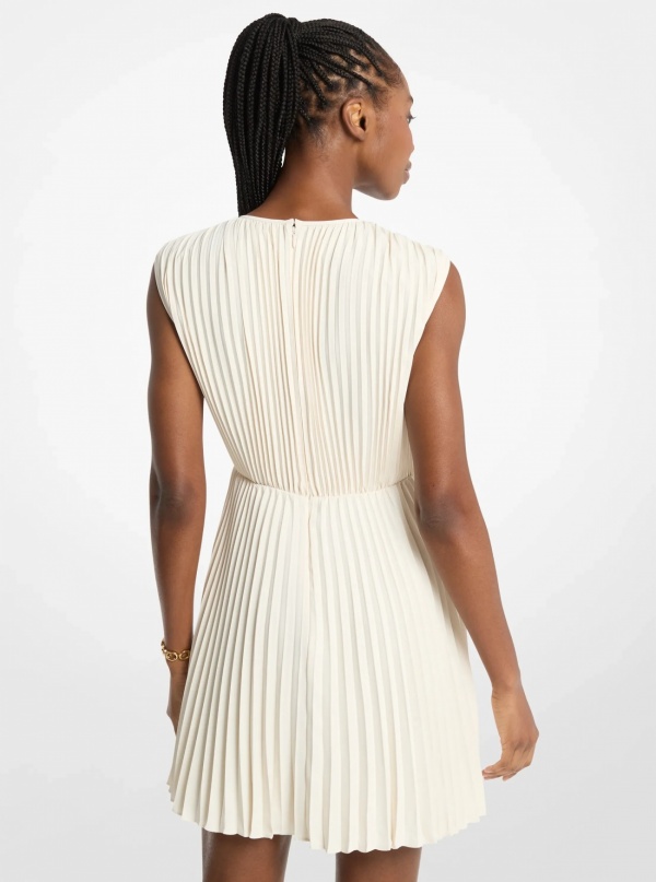 Pleated Satin Back Crepe Mini Dress