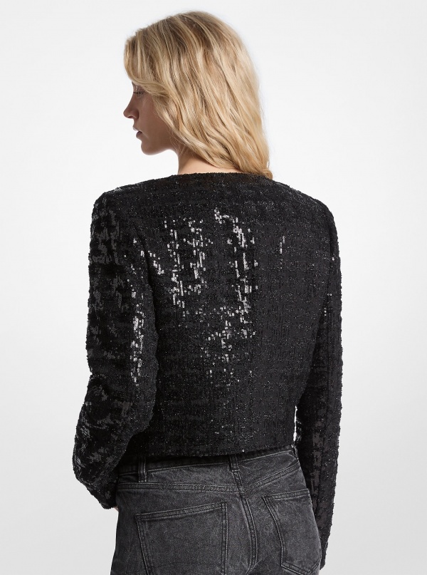 Michael Kors Sequined Tweed Cropped Jacket